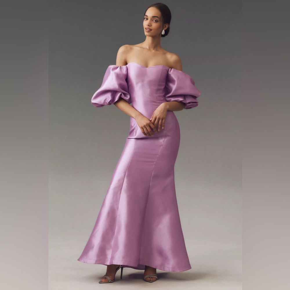 NWOT Mac Duggal Sweetheart Off-The-Shoulder Satin Mermaid Maxi Dress